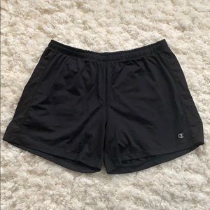 Black workout shorts with built in spandex shorts